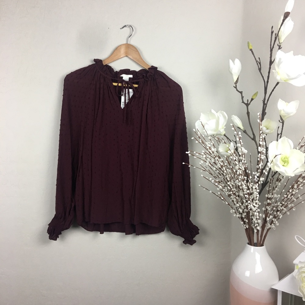 H&M Burgundy Long sleeve top - Out of Stock Style